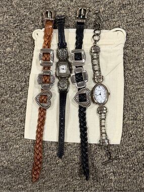 Vintage Brighton Jewelry Lot 4pc - 2 Sierra Bandit Bracelets & 2 Watches Silver
